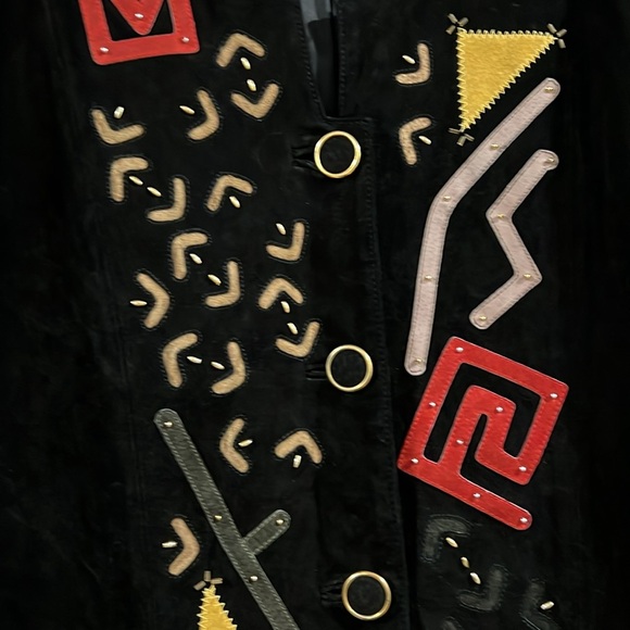 Jon Lawrence Ltd - m, black/tan/red suede jacket, 80s - Picture 5 of 10